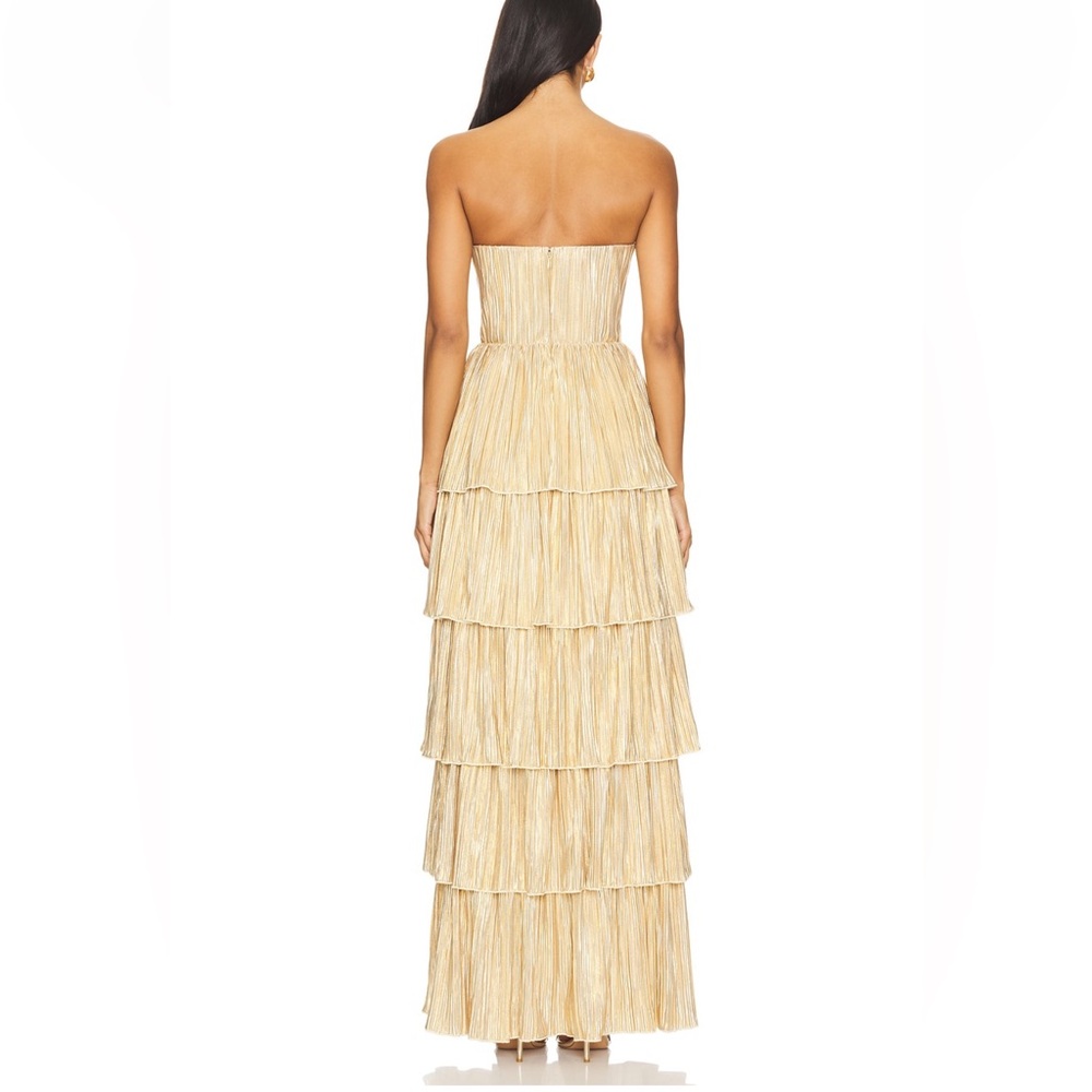 Lovers + Friends Strapless Tiered Maxi Dress in Gold - Picture 3 of 6